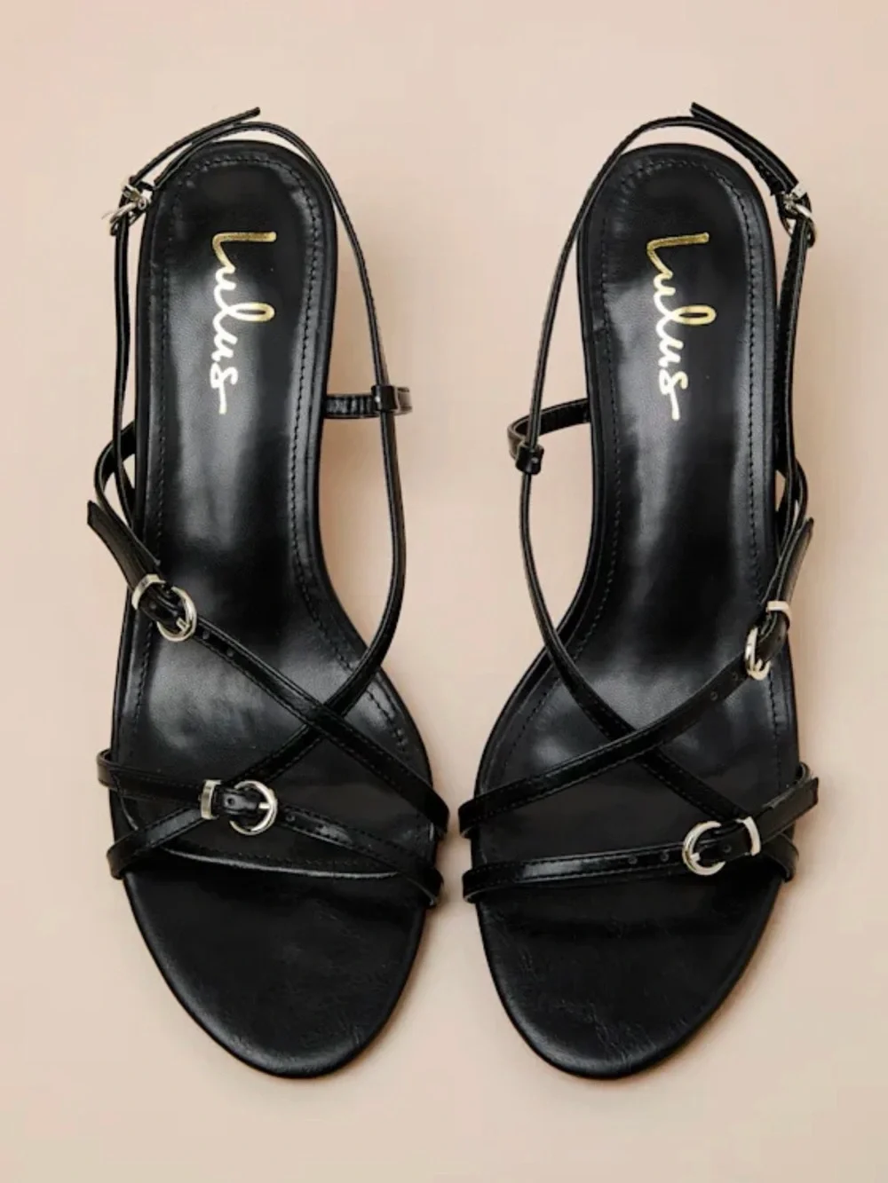 Lulus - Black Strappy Kitten Heel Sandals, size 5.5, NWT (w/ box)